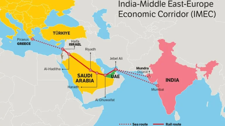 mappa dell'IMEC ovvero il Corridoio Economico India-Medio Oriente-Europa
